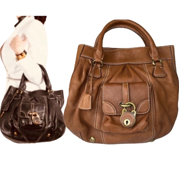 BUTI Italy Brown Leather Handbag With Lock Pocket - Picture 1 of 17